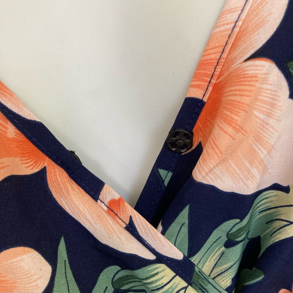 PatPat Tropical Floral Midi Dress - Navy and Peach - Picture 3 of 7
